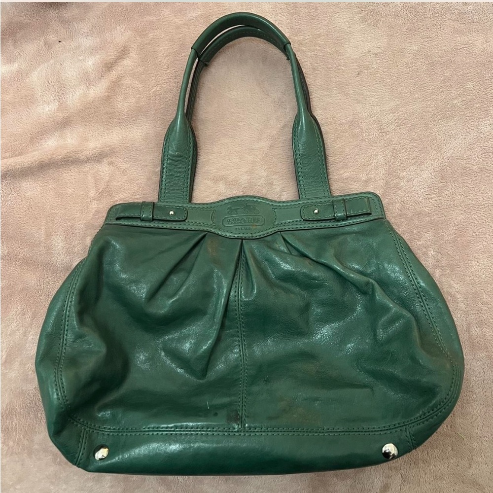 Green Leather Tote Bag